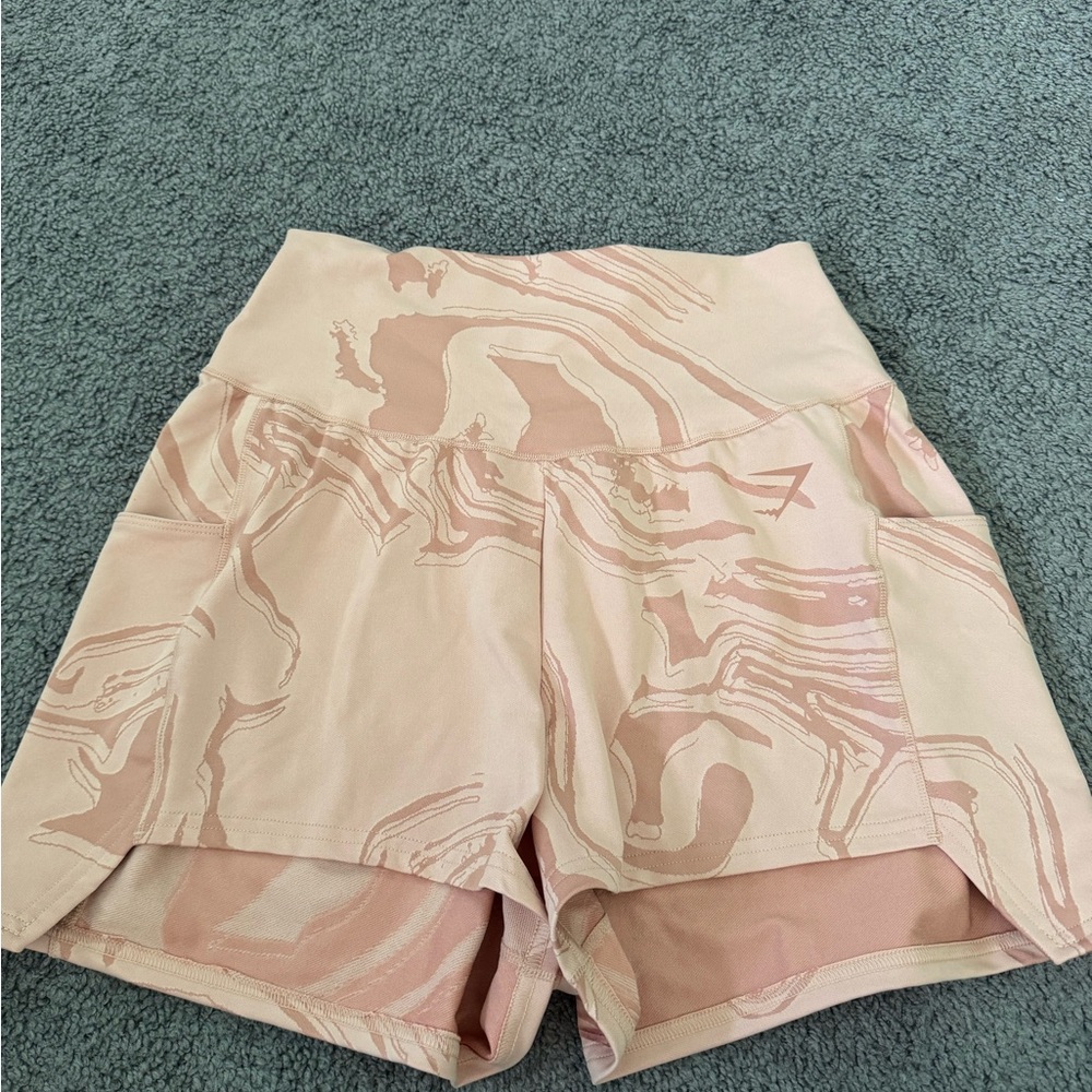 Women's Pink Patterned Gym Shorts